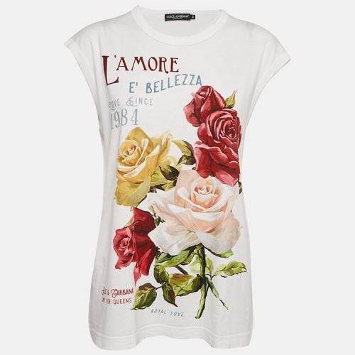 L'amore e Bellezza Print Cotton Sleeveless T-Shirt M - Dolce & Gabbana - Modalova