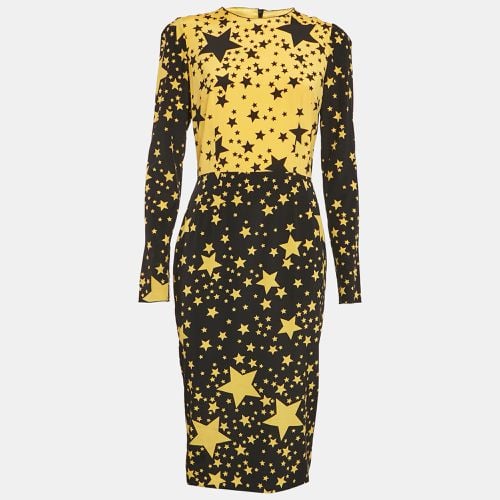 Yellow Stars Print Silk Midi Dress M - Dolce & Gabbana - Modalova