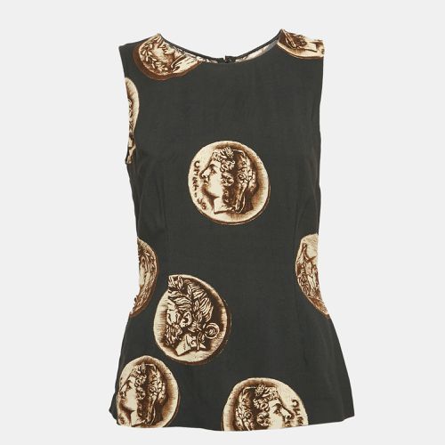 Coins Print Crepe Sleeveless Top M - Dolce & Gabbana - Modalova