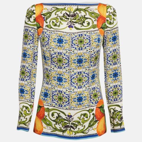 Majolica Print Silk Long Sleeve Top M - Dolce & Gabbana - Modalova