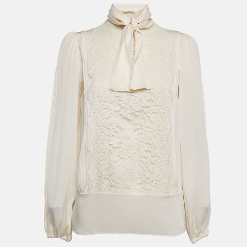 Lace Trim Silk Button Front Shirt M - Dolce & Gabbana - Modalova