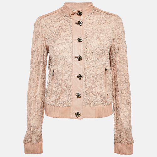 Leather Trim Lace Blouson Jacket S - Dolce & Gabbana - Modalova