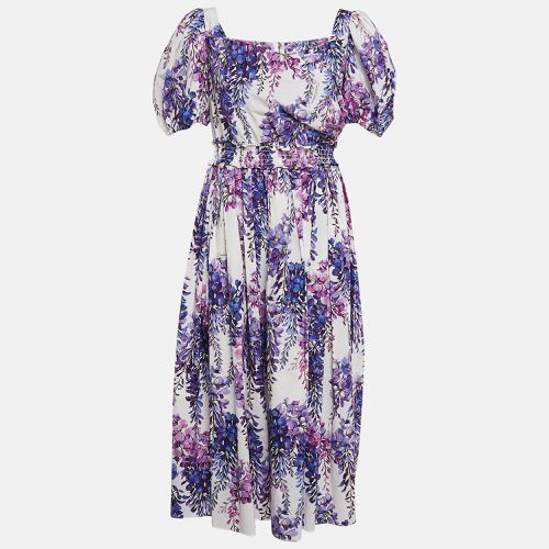 White/Lavender Floral Print Poplin Midi Dress L - Dolce & Gabbana - Modalova