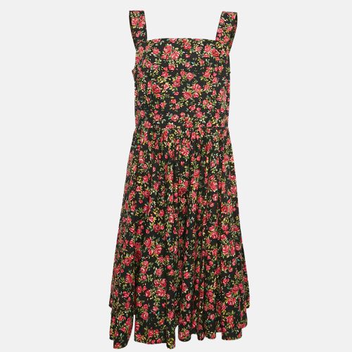 Rose Print Cotton Flared Midi Dress XL - Dolce & Gabbana - Modalova