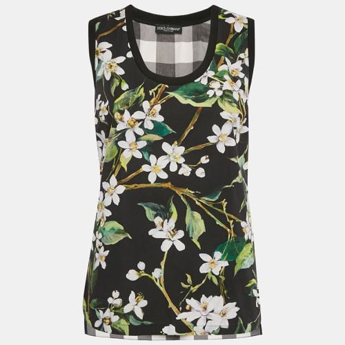 Floral and Checked Print Cotton Sleeveless Top S - Dolce & Gabbana - Modalova