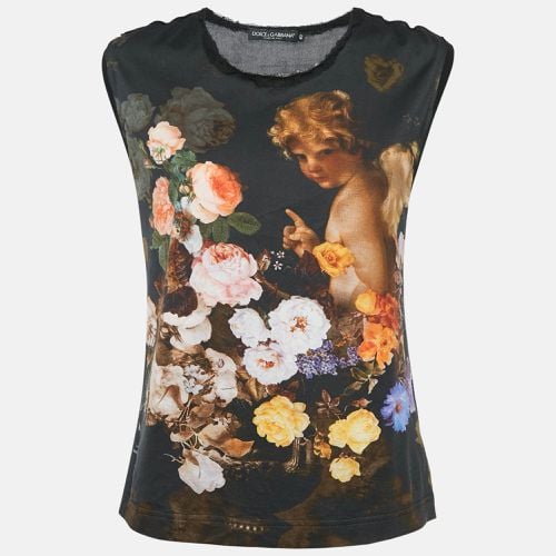 Cherub Print Cotton Knit and Silk Sleeveless Top S - Dolce & Gabbana - Modalova