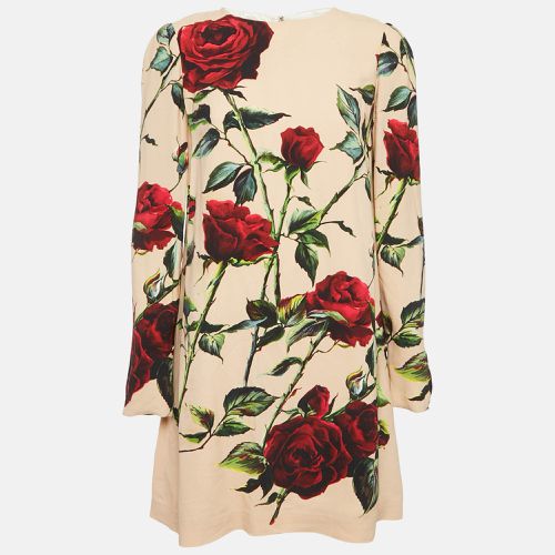 Caramel Floral Print Crepe Mini Dress M - Dolce & Gabbana - Modalova