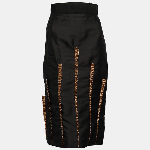 Gold Silk Ruffled Midi Skirt M - Dolce & Gabbana - Modalova