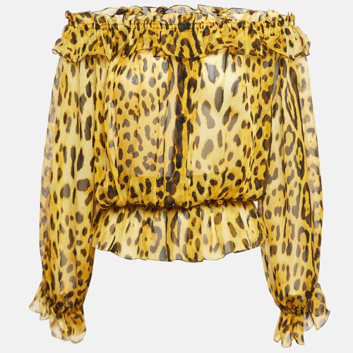 Leopard Print Silk Off-Shoulder Top M - Dolce & Gabbana - Modalova