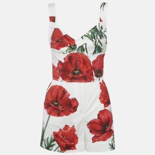 Red Poppy Print Cotton Top Shorts Set S - Dolce & Gabbana - Modalova