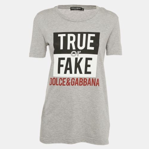 Fake or Real Print Jersey T-Shirt XS - Dolce & Gabbana - Modalova