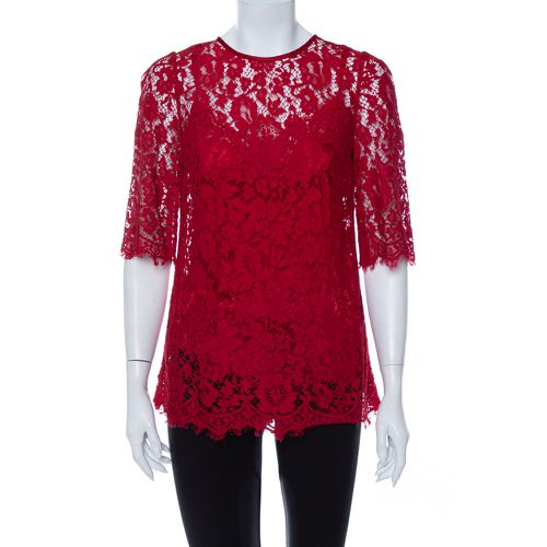 Lace Quarter Sleeve Top M - Dolce & Gabbana - Modalova