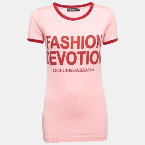 Fashion Devotion Print Cotton Crew Neck T-Shirt XS - Dolce & Gabbana - Modalova