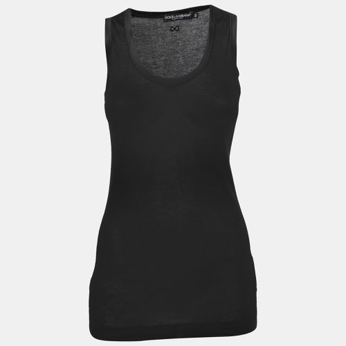 Cotton Knit & Satin Trim Tank Top M - Dolce & Gabbana - Modalova