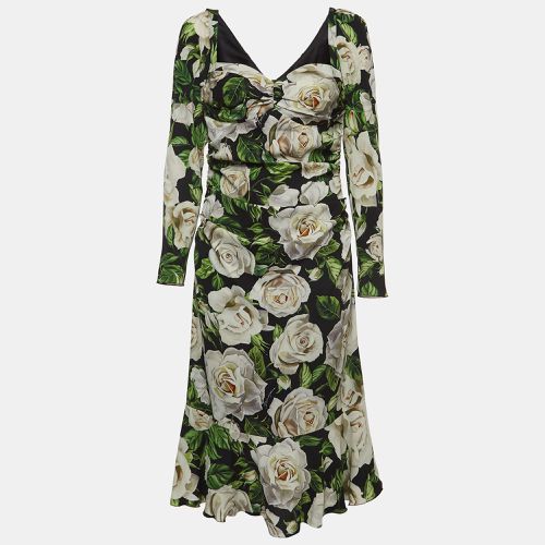 Floral Printed Stretch Crepe Midi Dress L - Dolce & Gabbana - Modalova