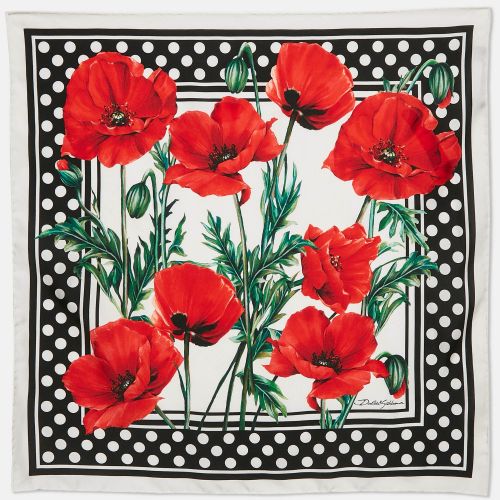 Poppy Print Silk Square Scarf - Dolce & Gabbana - Modalova