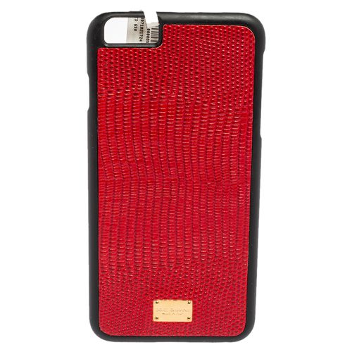 Black Lizard Embossed Leather iPhone 6plus Cover - Dolce & Gabbana - Modalova