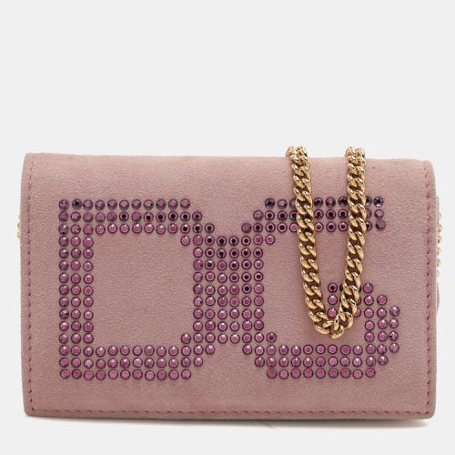 Lilac Suede Wallet On Chain - Dolce & Gabbana - Modalova