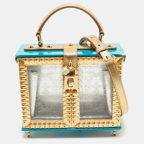 Turquoise/Gold Acrylic and Leather Furniture Miss Dolce Top Handle Bag - Dolce & Gabbana - Modalova