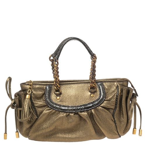 Olive Green Leather Tassel Satchel - Dolce & Gabbana - Modalova