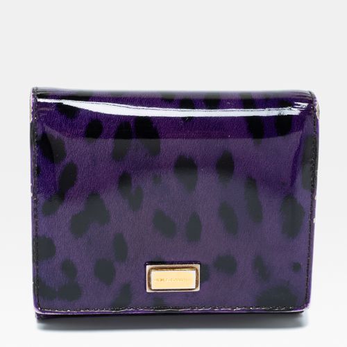 Leopard Print Patent Leather Trifold Wallet - Dolce & Gabbana - Modalova