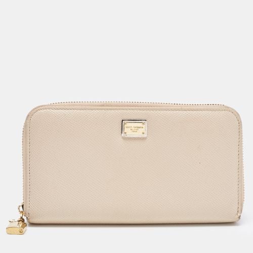 Leather Lock Zip Around Continental Wallet - Dolce & Gabbana - Modalova