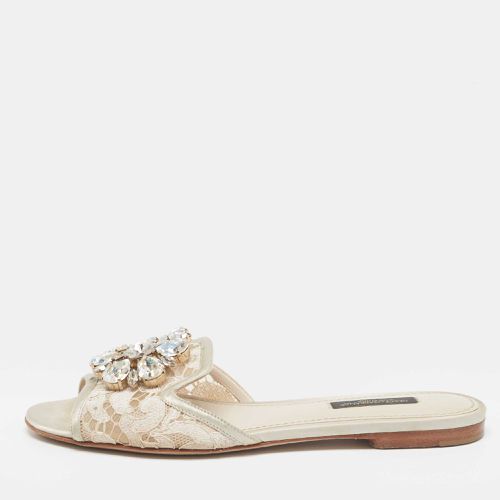 Light Lace Bianca Flat Slides Size 35.5 - Dolce & Gabbana - Modalova