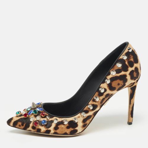 Beige Leopard Print Calf Hair Studded Pumps Size 37.5 - Dolce & Gabbana - Modalova