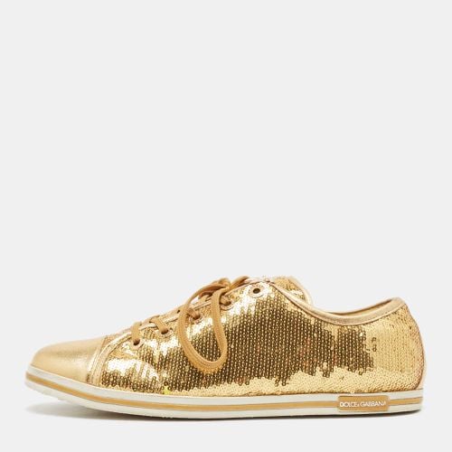 Leather and Sequins Low Top Sneakers Size 40 - Dolce & Gabbana - Modalova