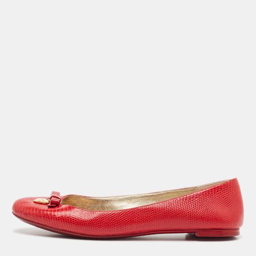 Lizard Embossed Leather Bow Ballet Flats Size 39 - Dolce & Gabbana - Modalova