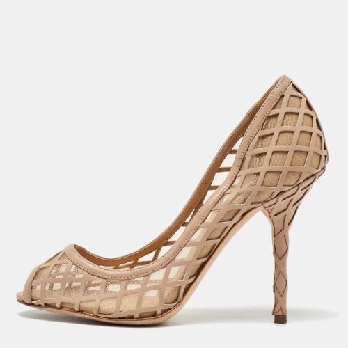 Mesh and Leather Caged Peep Toe Pumps Size 37 - Dolce & Gabbana - Modalova