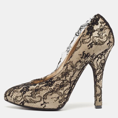 Satin And Black Lace Platform Pumps Size 38.5 - Dolce & Gabbana - Modalova