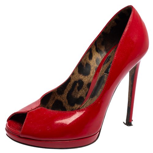 Patent Leather Peep-Toe Platform Pumps Size 36.5 - Dolce & Gabbana - Modalova