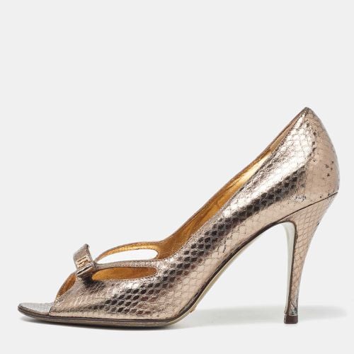 Embossed Snakeskin Open Toe Pumps Size 37.5 - Dolce & Gabbana - Modalova