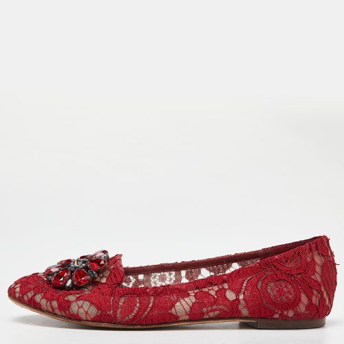 Lace Crystal Embellished Taormina Ballet Flats Size 38 - Dolce & Gabbana - Modalova