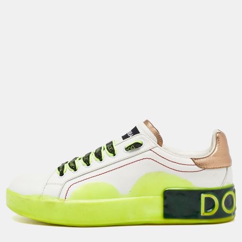 Neon Yellow Leather Portofino Sneakers Size 38 - Dolce & Gabbana - Modalova