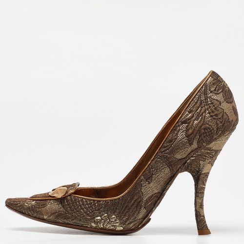 Gold Brocade Fabric Pointed Toe Pumps Size 39.5 - Dolce & Gabbana - Modalova