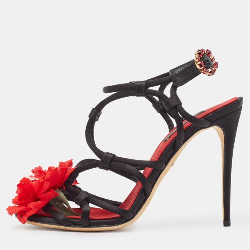 Red Satin Ankle Strap Sandals Size 36 - Dolce & Gabbana - Modalova