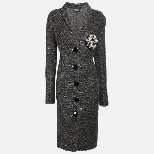 Silver Lurex and Sequin Detail Coat M - D&G - Modalova