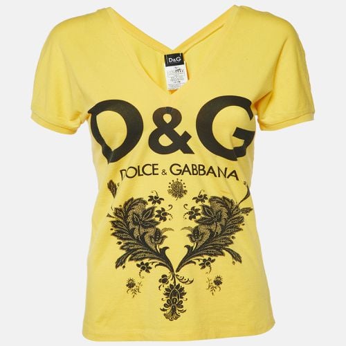 Printed Cotton V-Neck T-Shirt L - D&G - Modalova