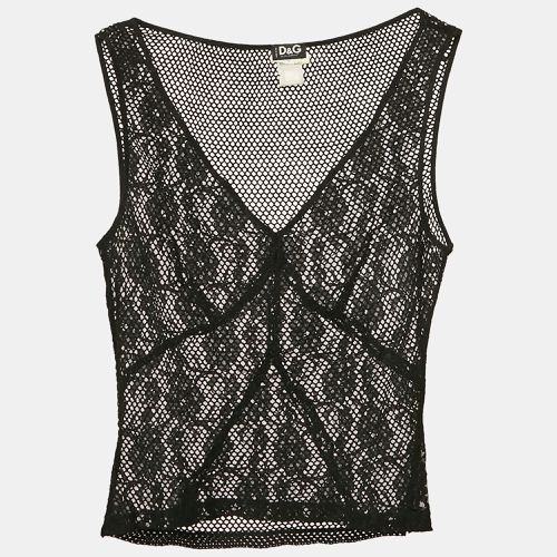 Lace and Mesh V-Neck Sheer Tank Top S - D&G - Modalova