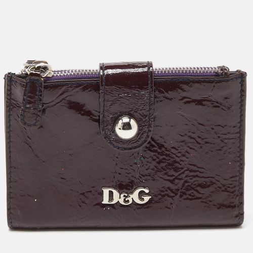 Plum Patent Leather Double Zip Bifold Flap Wallet - D&G - Modalova