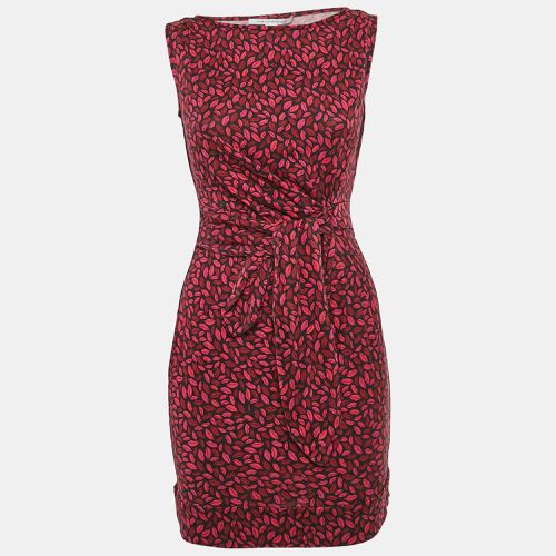 Lip Print Silk Jersey Tie-Up Waist Detail Mini Dress M - Diane Von Furstenberg - Modalova