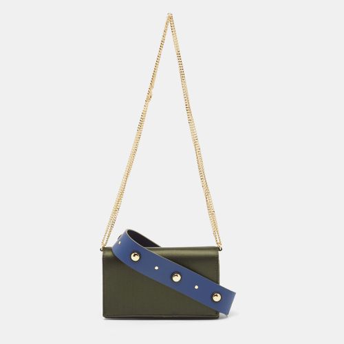 Olive Satin and Leather Flap Chain Bag - Diane Von Furstenberg - Modalova