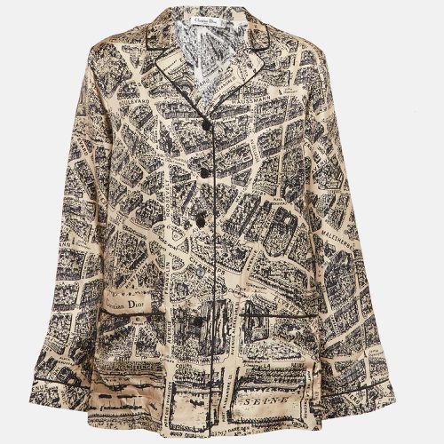 Christian Plan De Paris Motif Print Silk Shirt L - Dior - Modalova