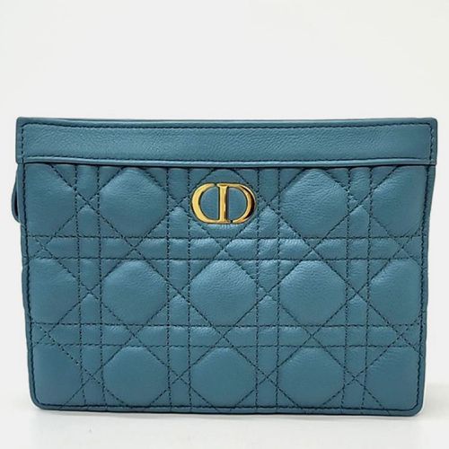 Christian Cloud Calfskin Cannage Caro Zipped Pouch With Chain - Dior - Modalova