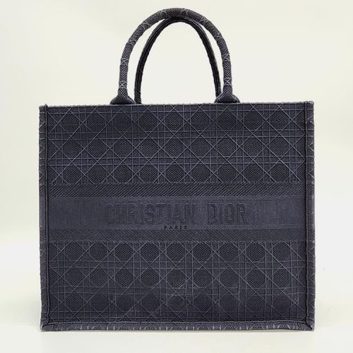 Christian Black Canvas Large Cannage Book Tote - Dior - Modalova