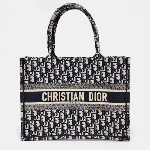 Navy Blue Oblique Canvas Book Tote Bag - Dior - Modalova