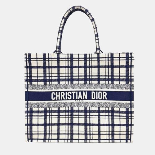 Navy Blue/Ivory Oblique Canvas Book Tote Bag - Dior - Modalova