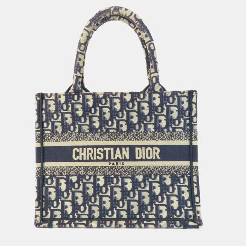 Navy Blue Canvas Small Book Tote Bag - Dior - Modalova